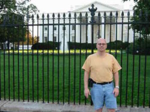 Me in front of the White House, October 2001 -- just over a month after 9/11. Back then I wore a watch and on my belt a case for a point & shoot camera