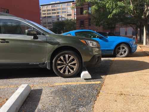 I took this pic on September 17th after curbs had finally been installed to prevent cars from parking on the sidewalk. The blue Mustang had been parked on the sidewalk for weeks, once it was moved a curb was placed there too