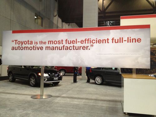 ABOVE: Sign at the Toyota display