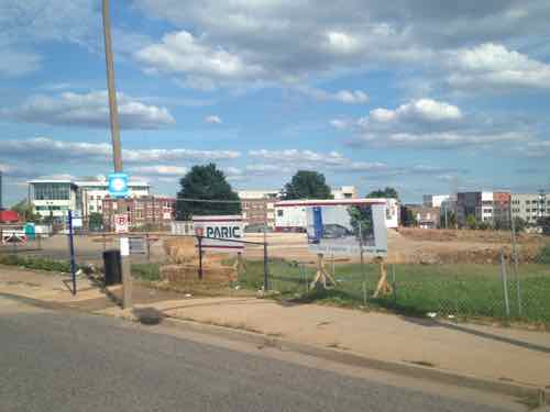 By July 2013 the old KTVI building had been razed, the site fenced. August 2013 photo