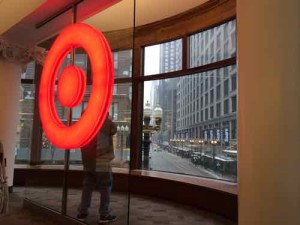 Target in Chicago's former Carson Pirie Scott department store, is a traditional brick & mortar retailer still trying to expand online sales.  February 2014 image
