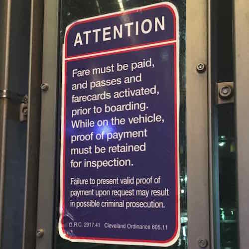 Signs in each station indicating fare must be paid, if checked. This is likely why a point was lost. 