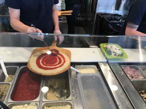 Pieology Pizzeria is one of several quick pizza chains where each is made right in front of you 